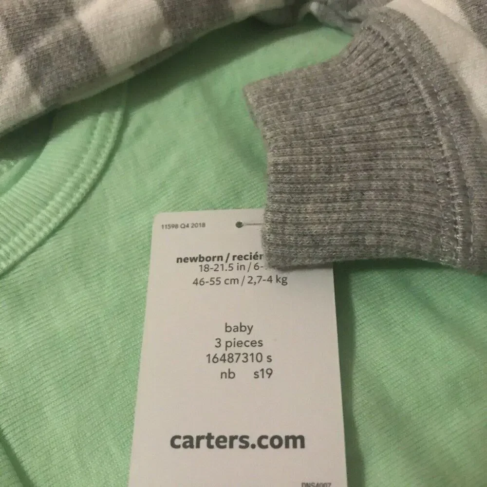 NWT Carters Baby Boy 3 Piece Set Jacket Newborn Pants One Piece Hoodie Mulitcolo